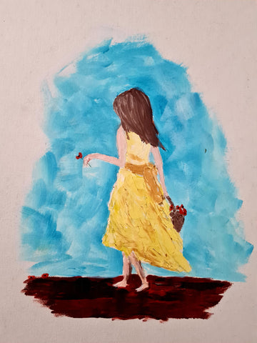 U588 Original Acrylic Painting - 'Poppy girl #2'