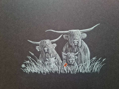 U6311 Original Polychromo - 'Highland Coo family #2'