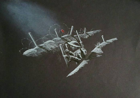 White on Black Polychromo - 208 'Afraid in the dark'