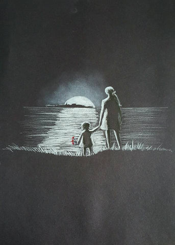 White on Black Polychromo - 212 'Wish he didn't have to go in darkness'