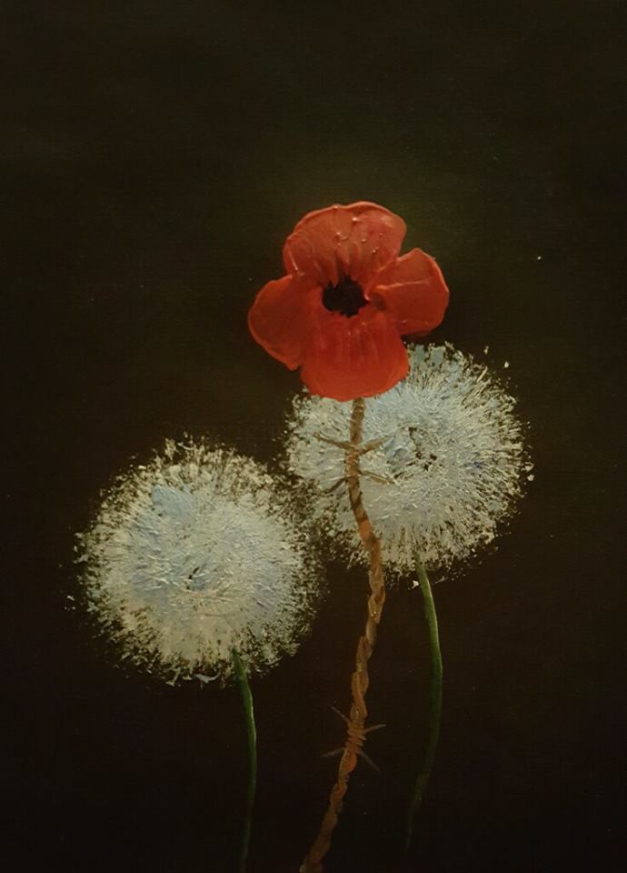 poppy dandelion remembrance painting