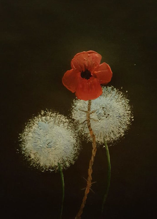 poppy dandelion remembrance painting