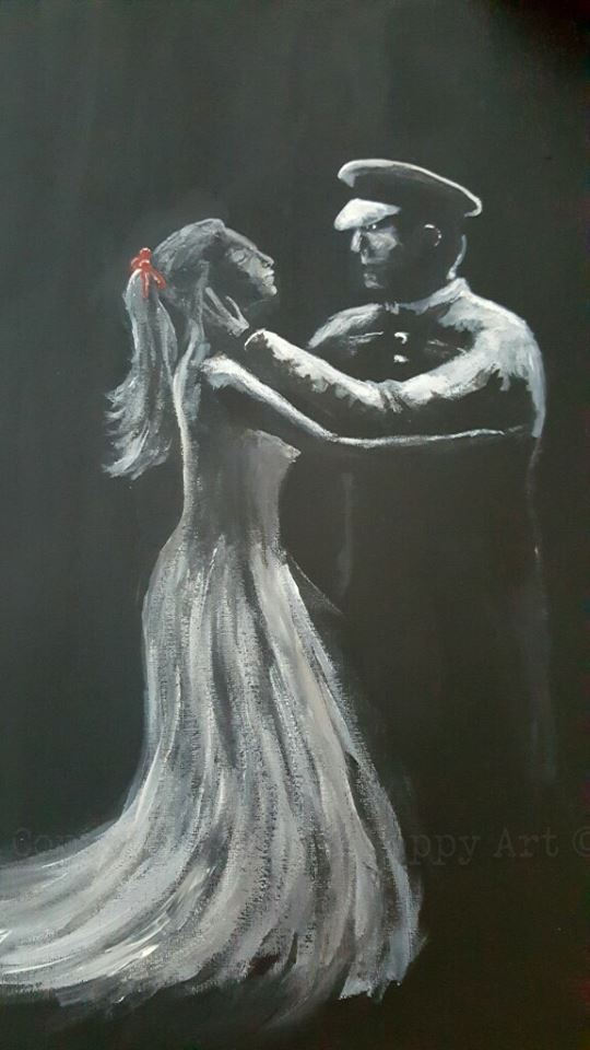 black & white painting