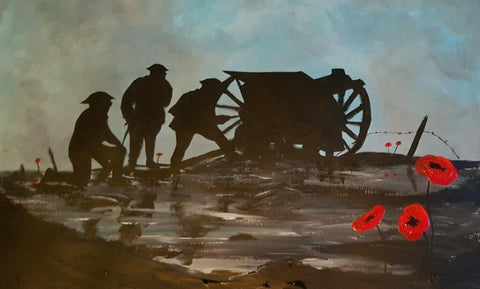 Original Acrylic Painting 237 - 'Manning the gun'
