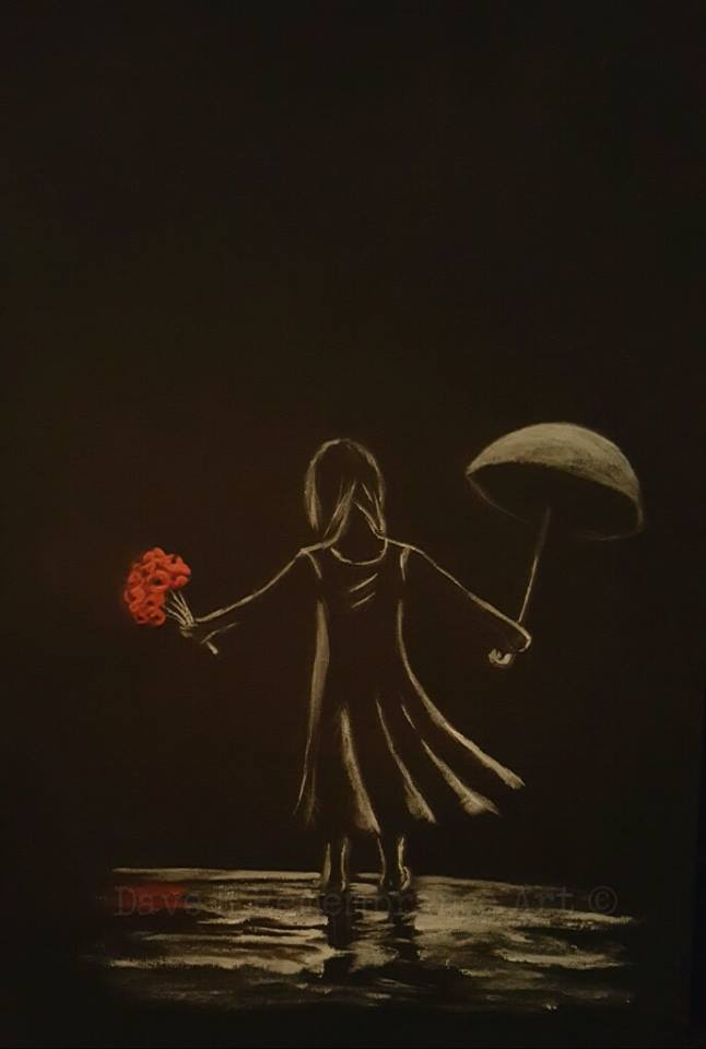 girl painting black and white