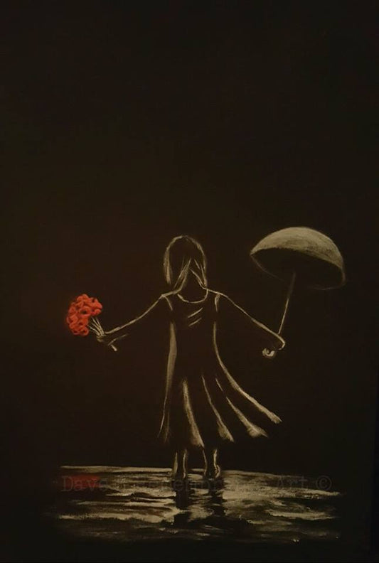 girl painting black and white