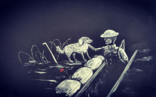 black poppy dog art