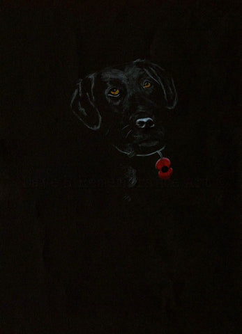 Original White on Black Polychromo -  'Poppy Dog #2'
