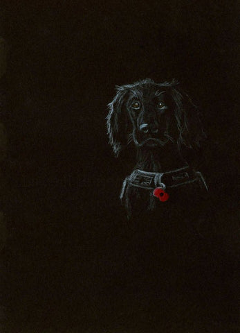 Original White on Black Polychromo -  'Poppy Dog #4'