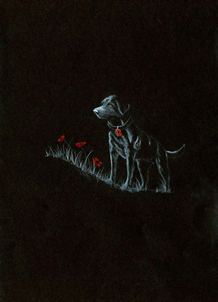 black poppy dog art