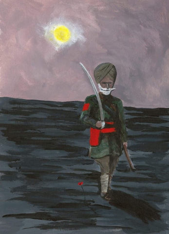 Original Acrylic Painting 316 - 'Walking Home WW1 Sikh Soldier'