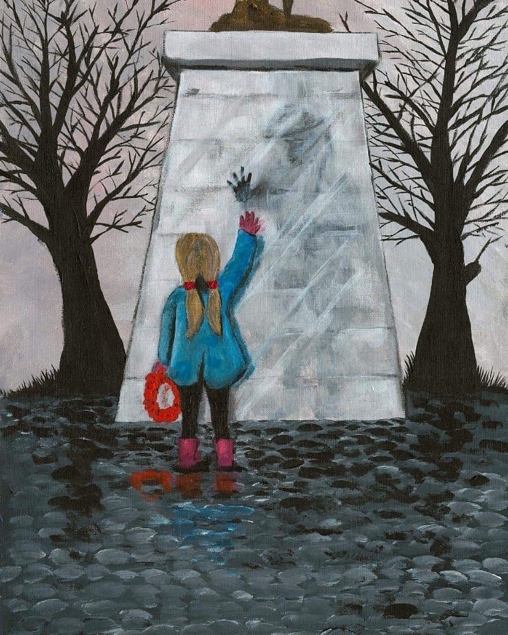 remembrance art girl poppy