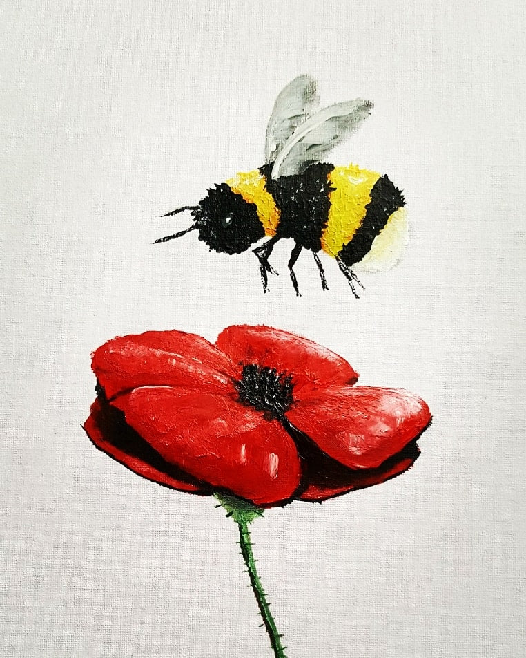 poppy bee painting