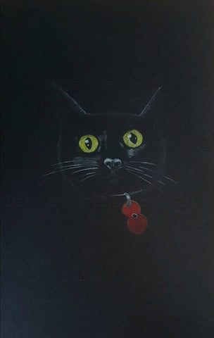 Original White on Black Polychromo -  'Poppy Cat'