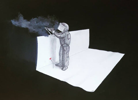 u024 Original Acrylic & Polychromo u024 -  'Baton Gunner'