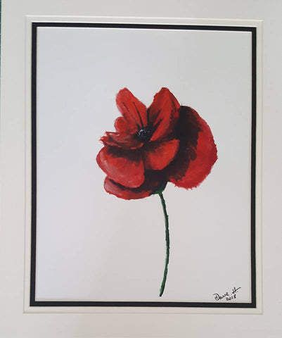Small Original acrylic painting - 'untitled - poppy flower'