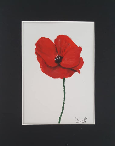 Small Original acrylic painting - 'untitled - poppy flower study #4'