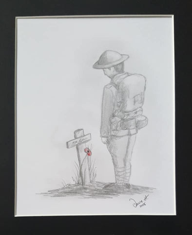 Small Original Graphite and Polychromo - 'untitled - soldier at cross'