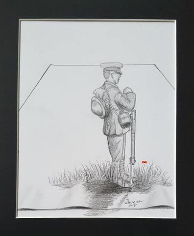 Small Original Graphite and Polychromo - 'untitled - 3d soldier'