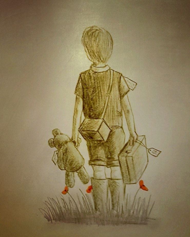 evacuee boy art