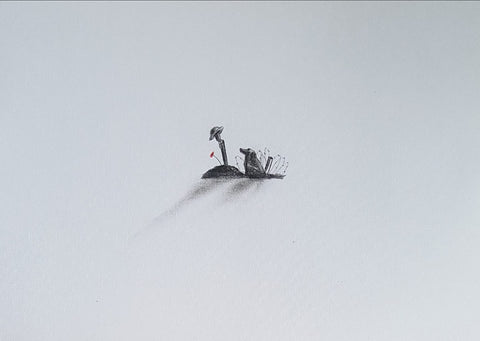 U225 Original Polychromo on A3 Canvas Paper - 'Less is more #5'