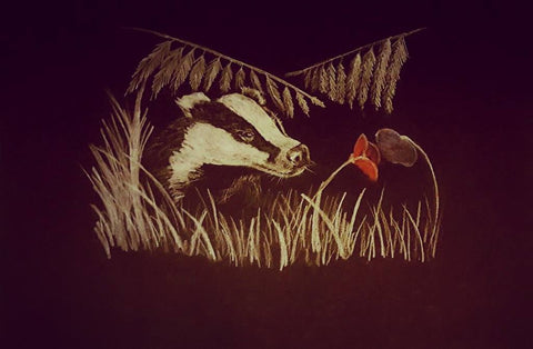 White on Black Polychromo -  'Badger Poppy'