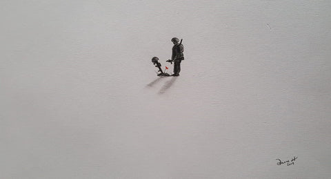 U513 Original Polychromo on A3 Canvas Paper - 'Less is more #2'