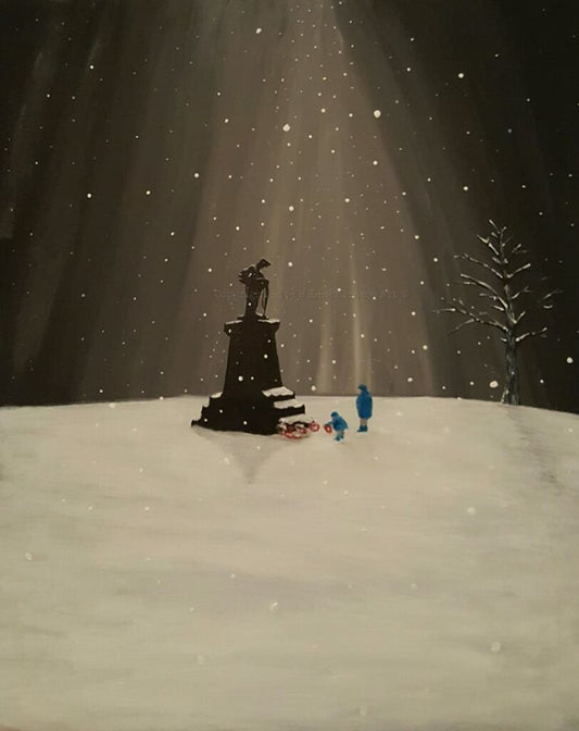 Dave H Remembrance Art painting 'Dad and Lad in Winter'
