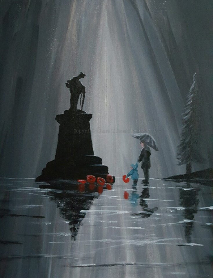 Dave H Remembrance Art painting 'Dad and Lad Remember'