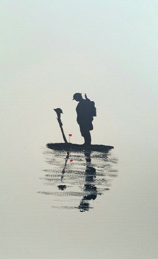 soldier at grave painting