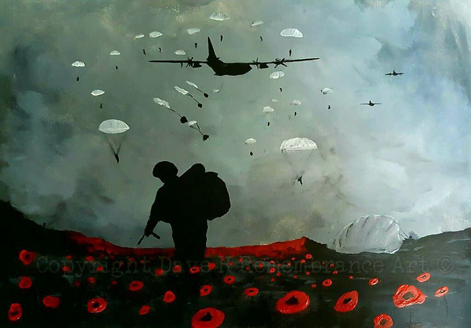 paratrooper painting Dave H remembrance art