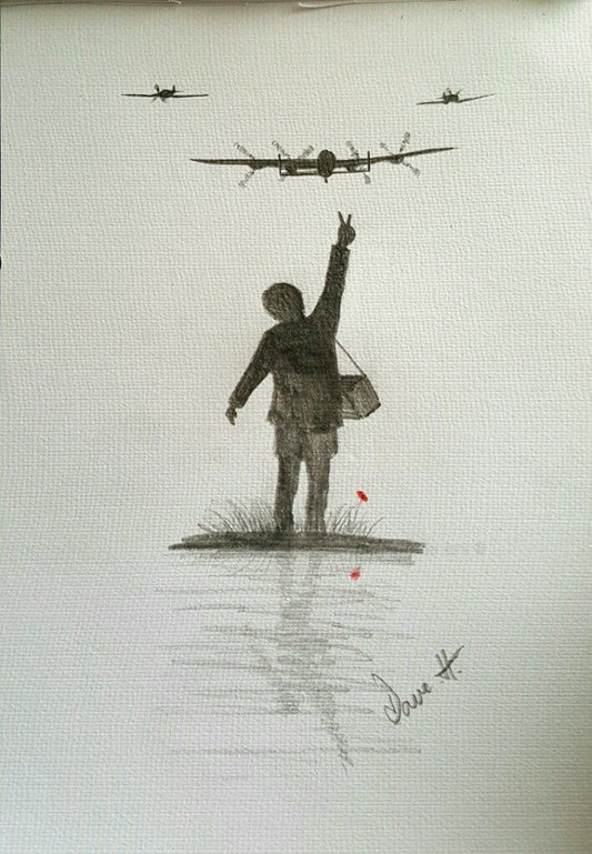 Original pencil sketch - 'Go get 'em lads'