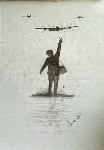 Original pencil sketch - 'Go get 'em lads'