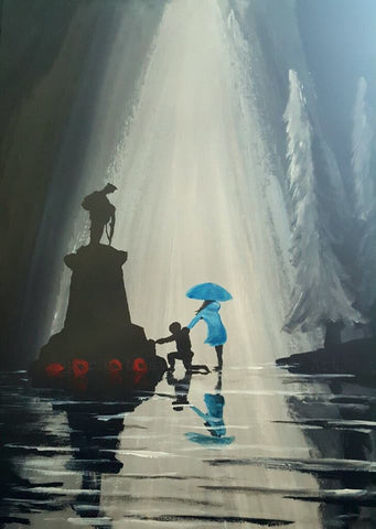 Original painting U182 - 'Memorial Sorrow in Blue'