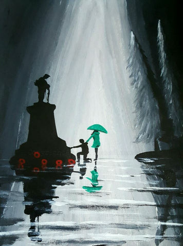 Original painting u181 - 'Memorial Sorrow in Green'