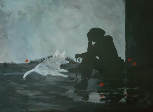 remembrance art painting soldier spirit dog