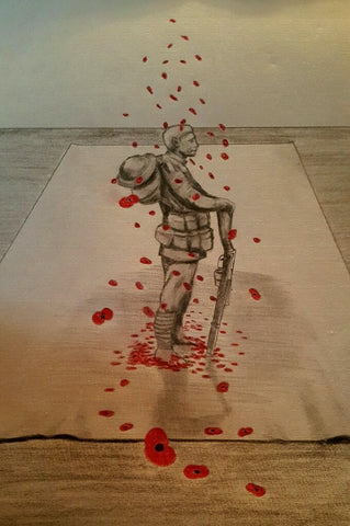 Original pencil Drawing u048 - '3d No Man Forgotten'