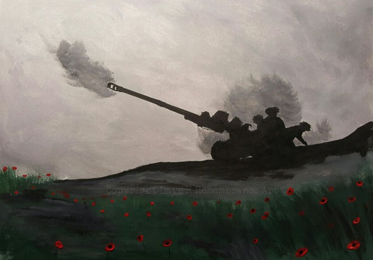 105mm field gun painting poppies Dave H