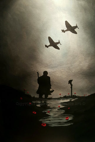 Original Painting - 'Spitfires overhead'