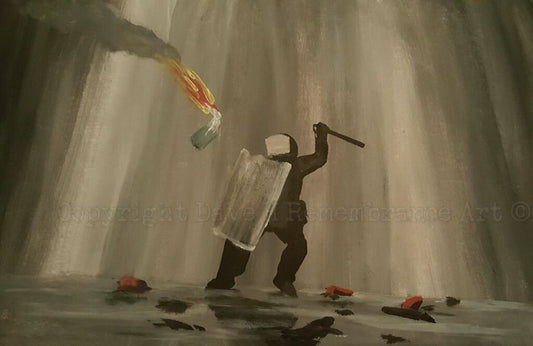 british soldier riot painting Dave H Remembrance Art