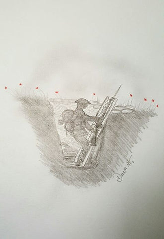 Original pencil sketch - 'Transitions' Trench figure