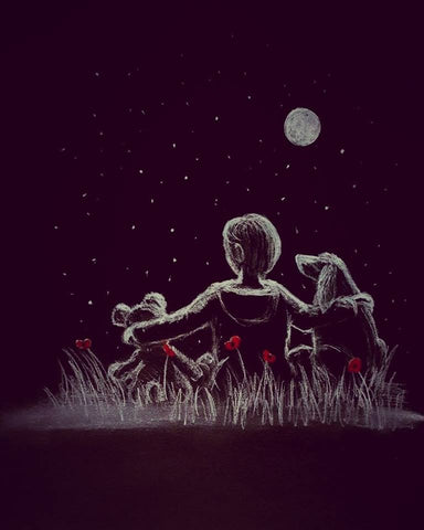 U007 Original Polychromo on Black Card - 'A night out with mates'