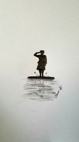 u167 Original pencil Drawing u167 - 'Female Salute'